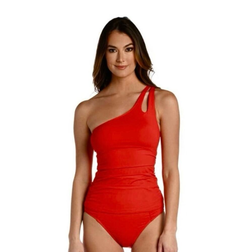 La Blanca Island Goddess One Shoulder Keyhole Tankini Top